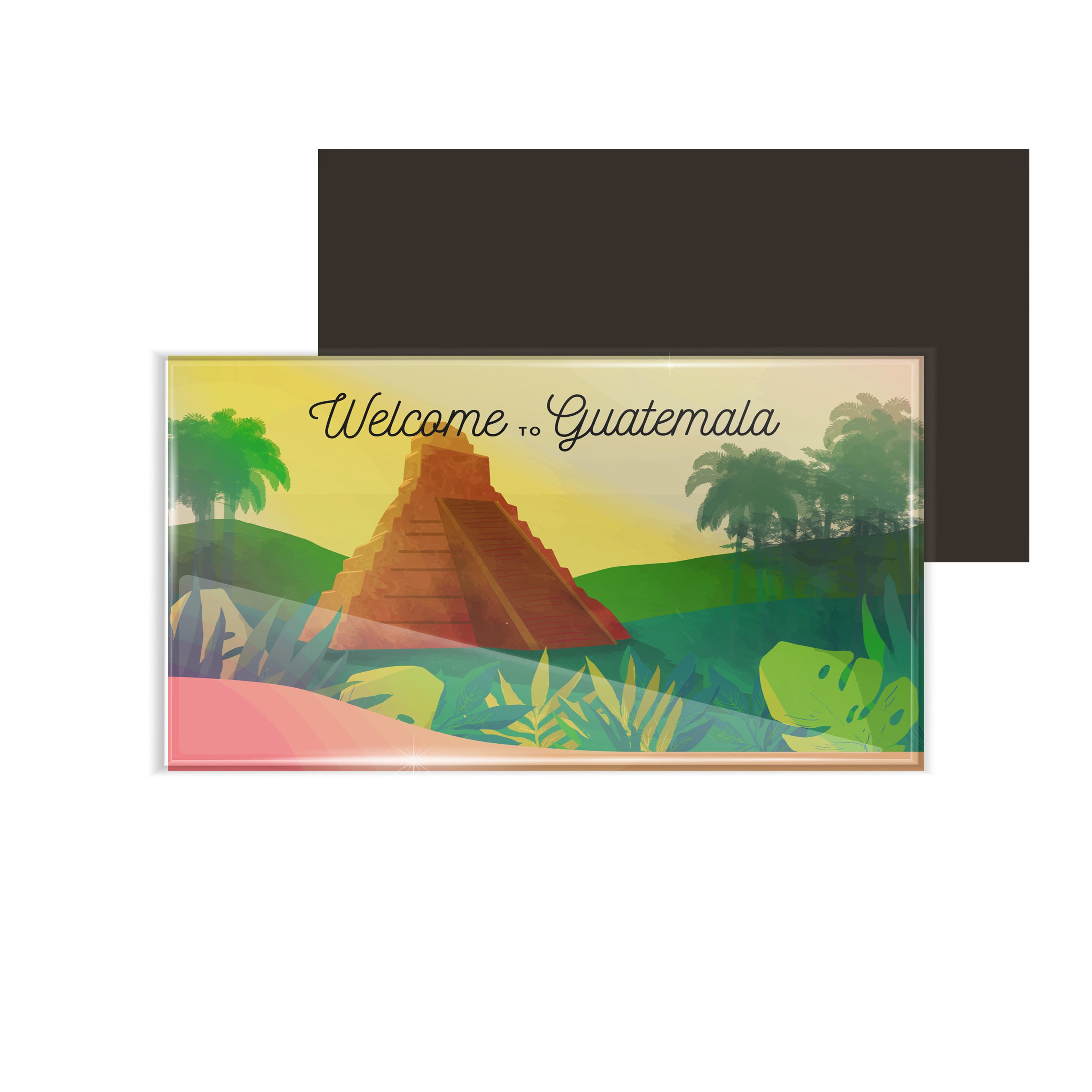 dhcrafts Fridge Magnet Rectangle Acrylic Glass (8.6 x 5.4 cm) Multicolor Travel Guatemala Design Pack of 1